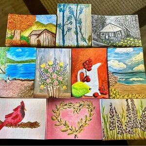 Collection of Art-copies of 10 original watercolor & acrylic 5x7 paintings